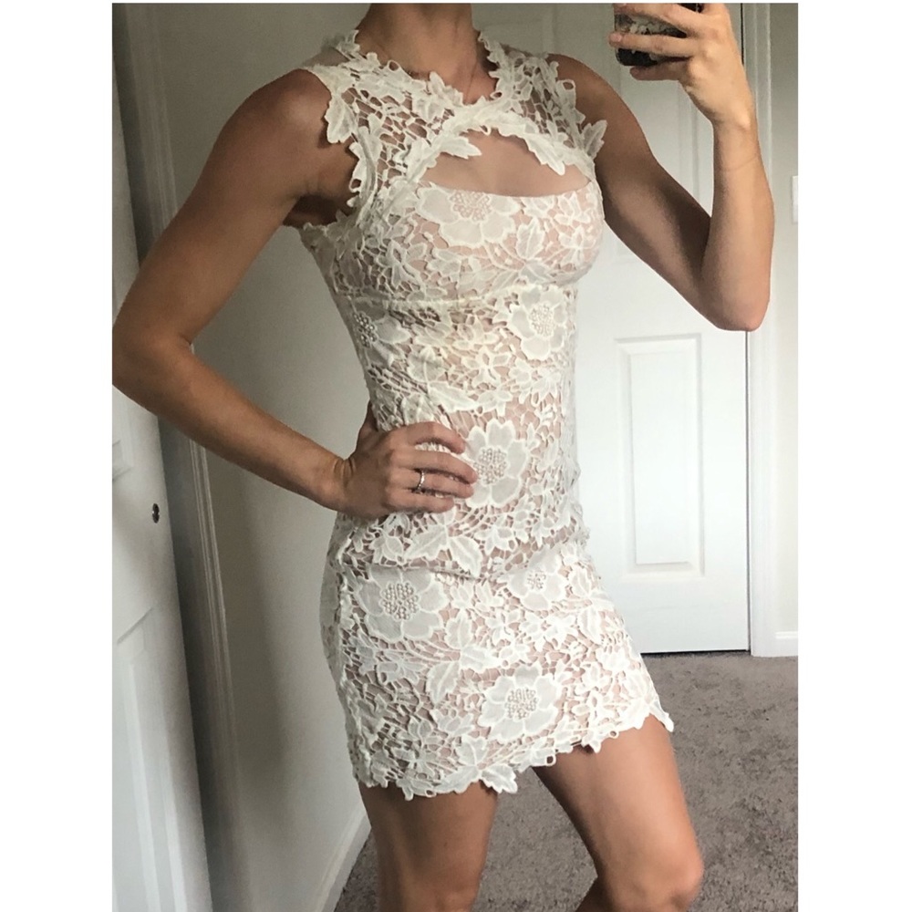 Betsy & Adam white lace dress
